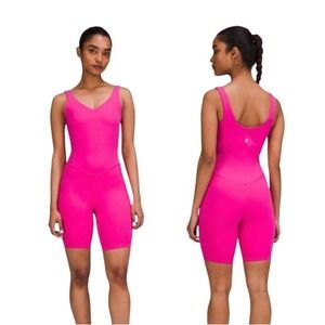 (A13) Lululemon Align Bodysuit 8" Sonic Pink Nulu Yoga Romper Size 10, NWT